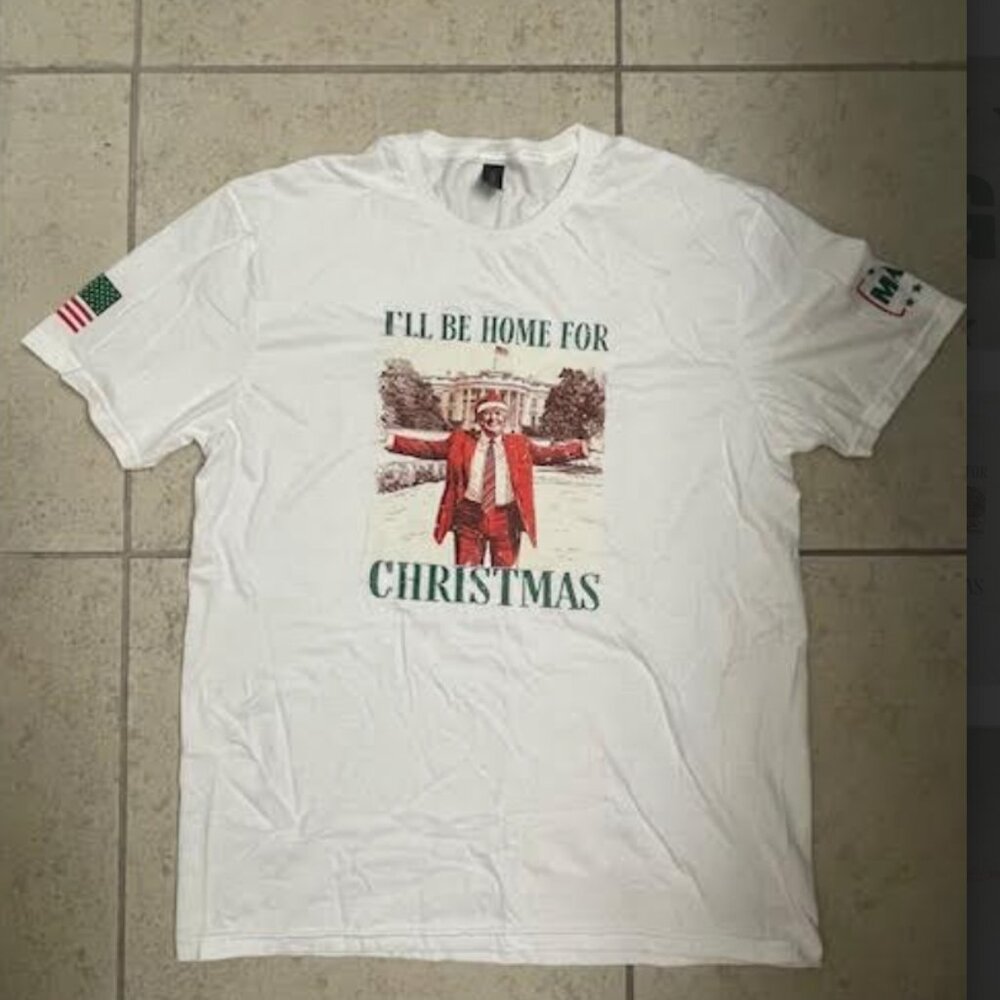 MAGA Trump I'll Be Home For Christmas White T-Shirt Mens Large NEW